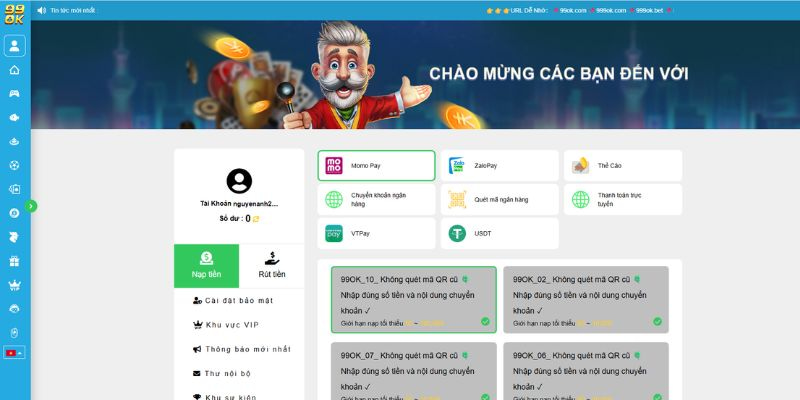 99OK - Trang Chủ 99OK.COM Giải Trí An Toàn, Uy Tín 2026 29 Quy trình nạp tiền